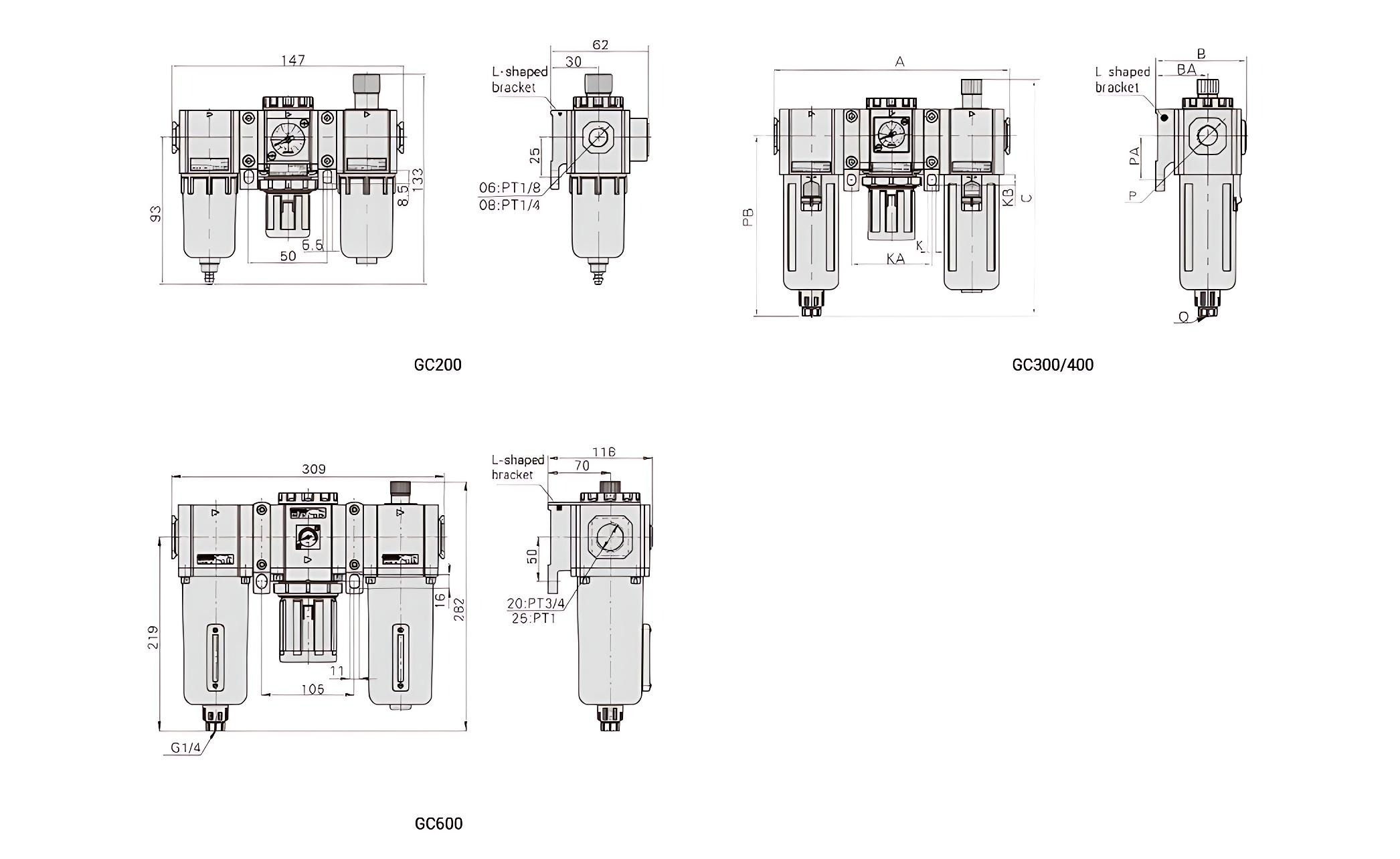 Airtac pneumatics 亚德客过滤调节润滑器