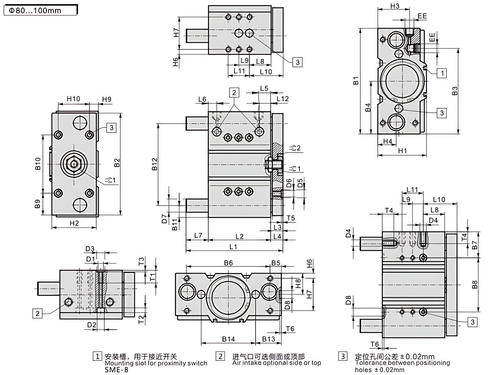 80~100mm guide rod cylinder DFM系列气缸