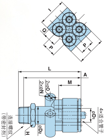 四管Y形接头 Y-KQ2UD 四管Y形接头Y-KQ2UD
