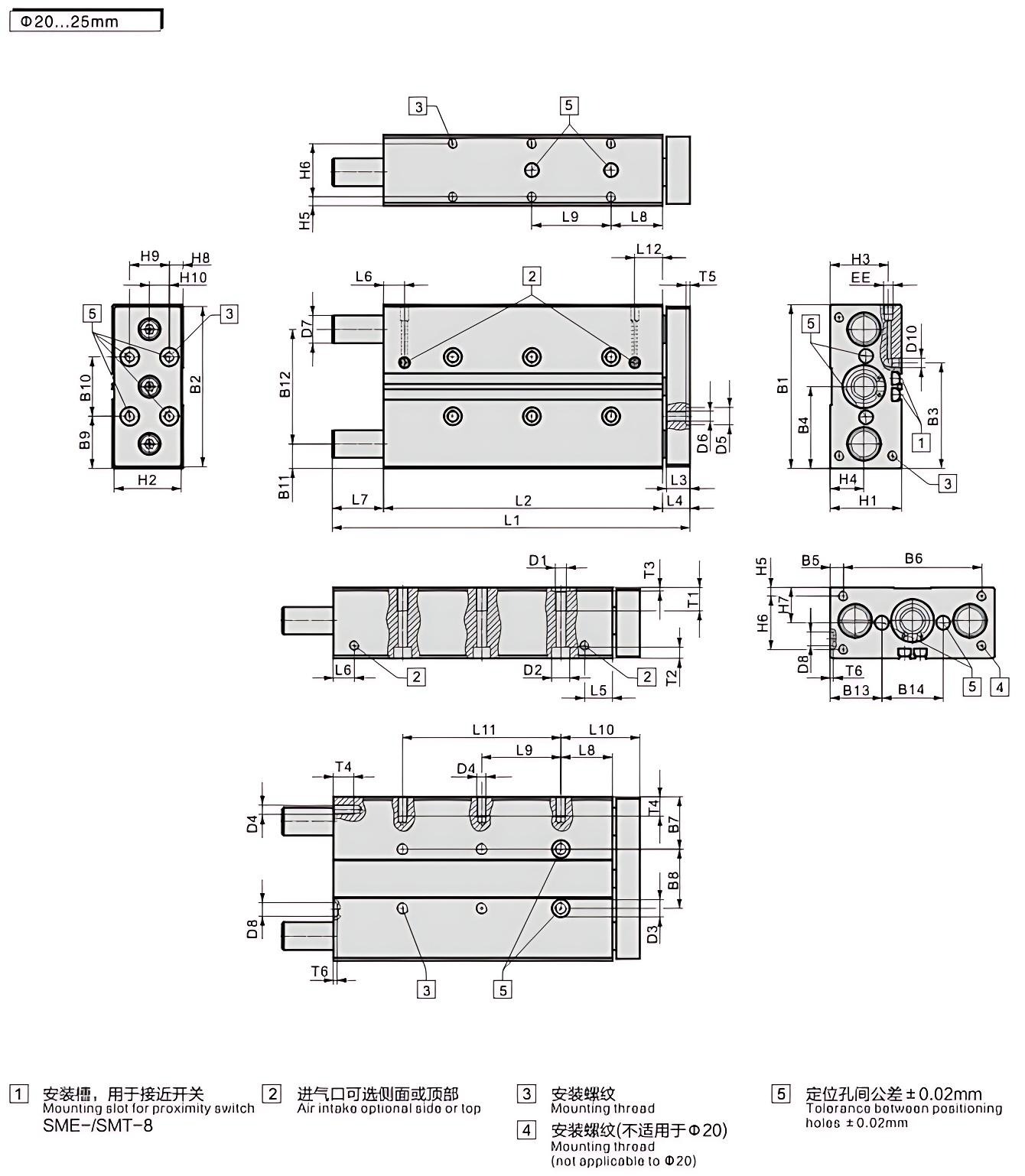 20~25mm cylinder 20~25mm气缸