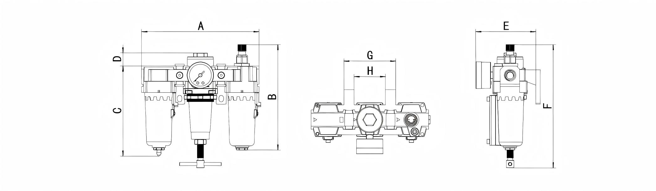 Metal Series FRL Combination 空气过滤调节器润滑器