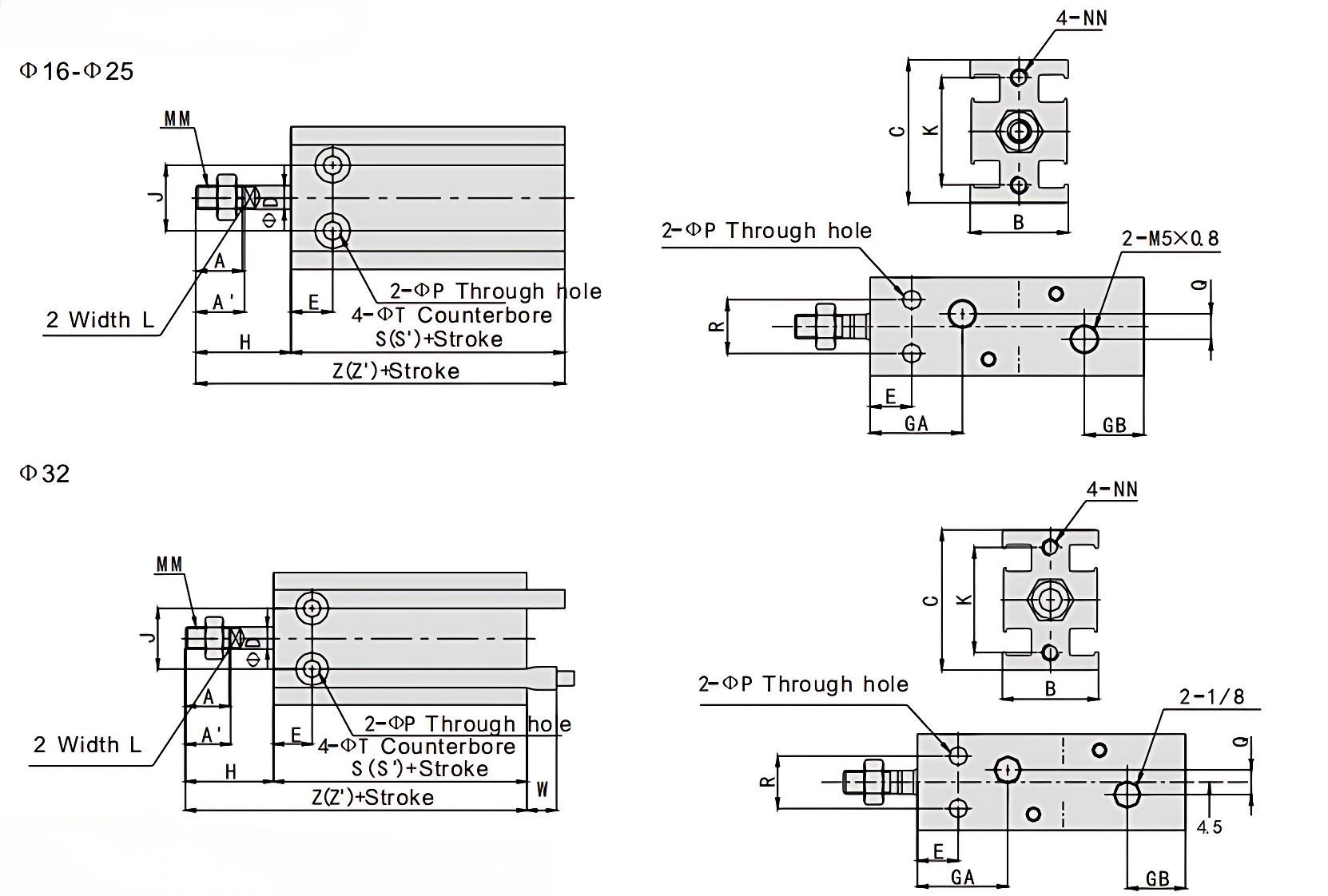 C(D)U Series Air Cylinder SMC圆体气缸