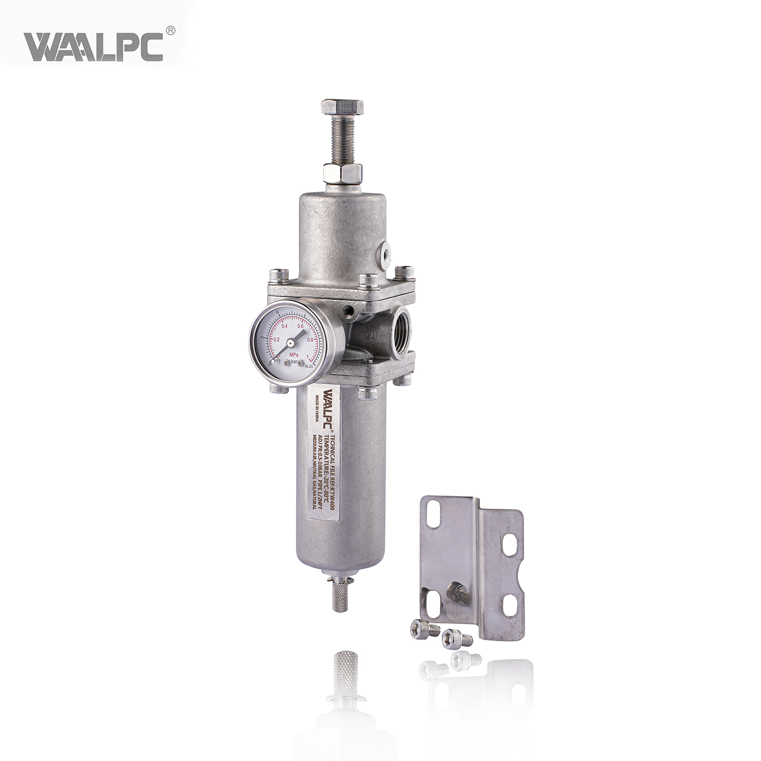 不锈钢过滤减压阀，带手动排水阀，适用于阀门行业 ASCO 5um 40um 20Bar G1/2'' OEM 316 SS 减压阀 
