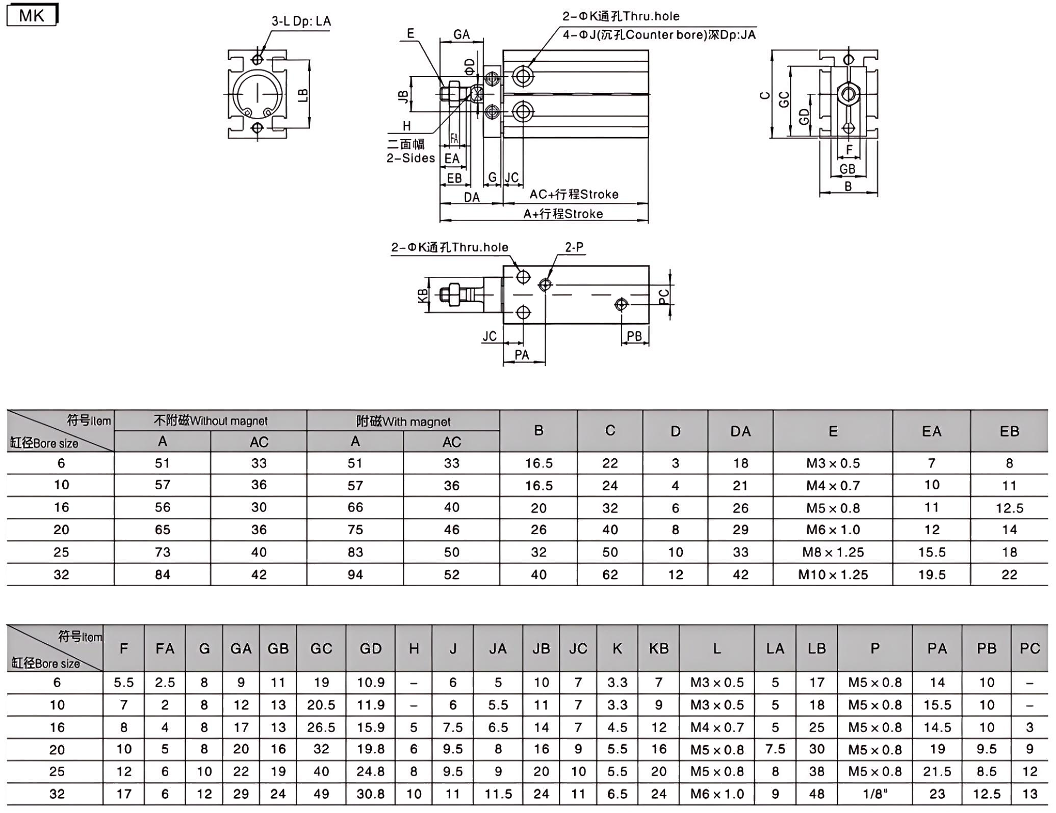MK系列紧凑型方气缸
