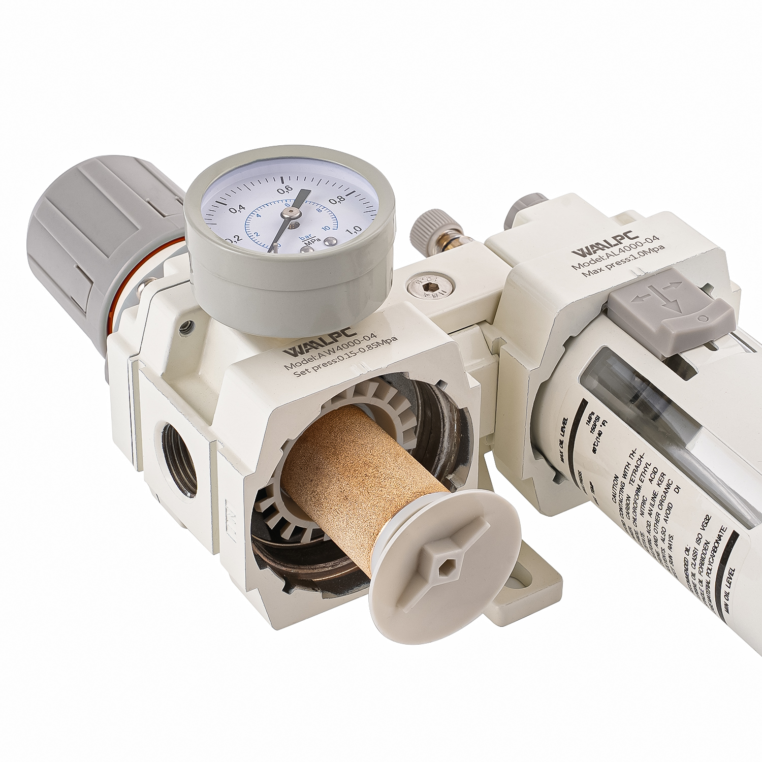 电子工业用压缩空气调节器疏水阀过滤器油雾器减压阀油分离器AC4010白色SMC3/8''1/2''3/4''