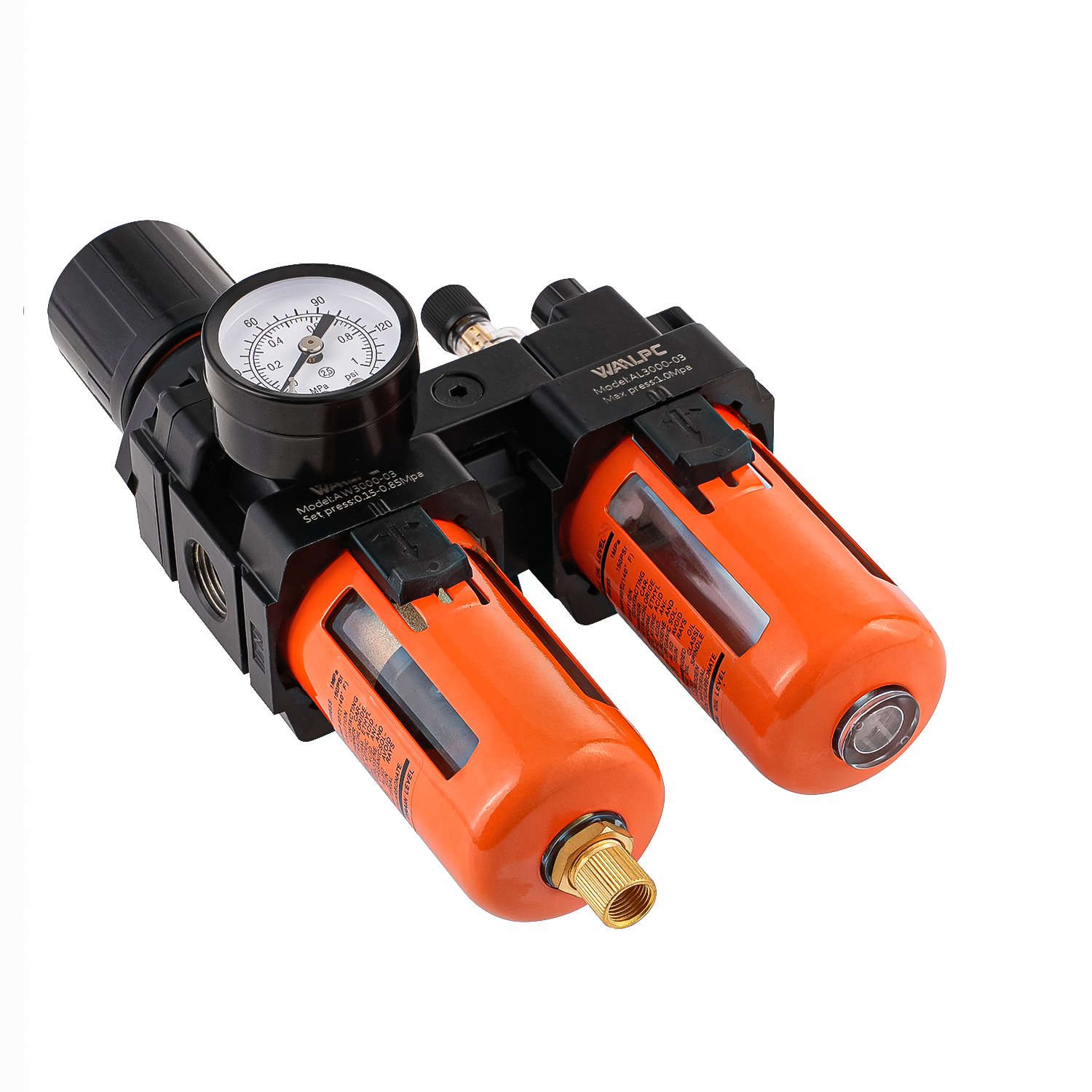 压缩空气调节器疏水过滤器润滑器减压阀油分离器用于机械设备 AC3010 橙色 SMC3/8'' 1/4'' 