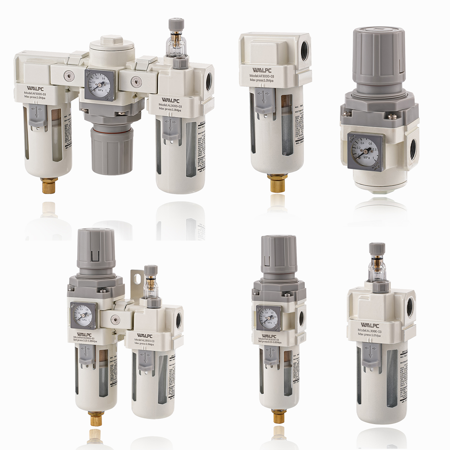 SMC 气压调节阀内置压力表调节器，适用于气动工具压缩机 1/4''，符合 RoHS 标准