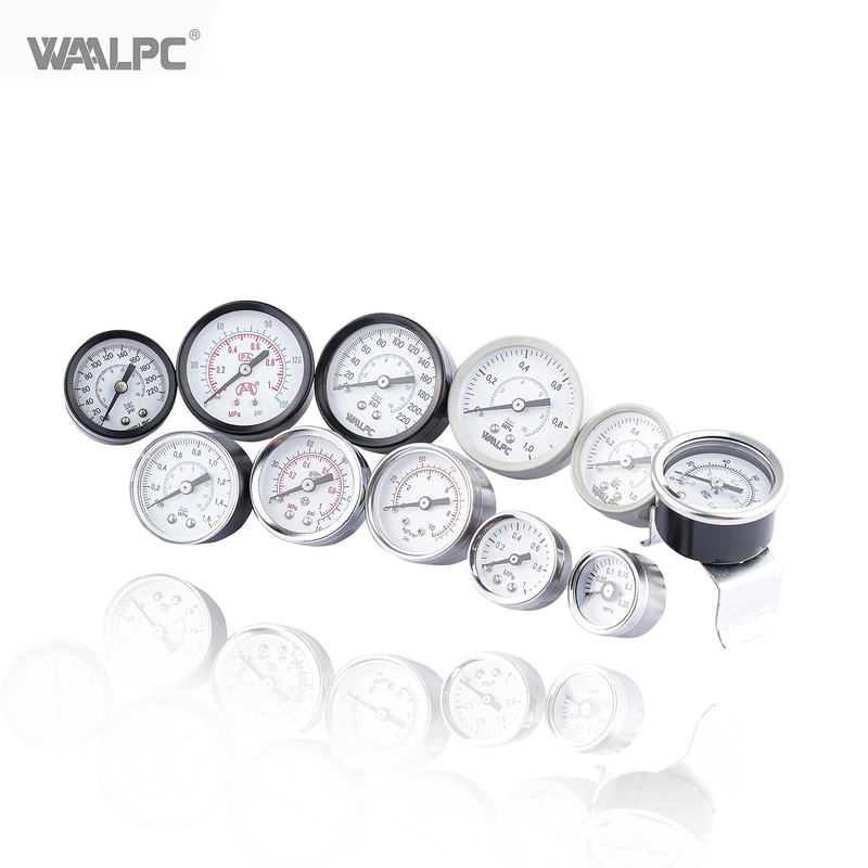 不锈钢压力表 40mm 50mm 60mm 铝合金 1/4'' 1/8'' 接口尺寸 10~16bar 底部连接 背面连接 