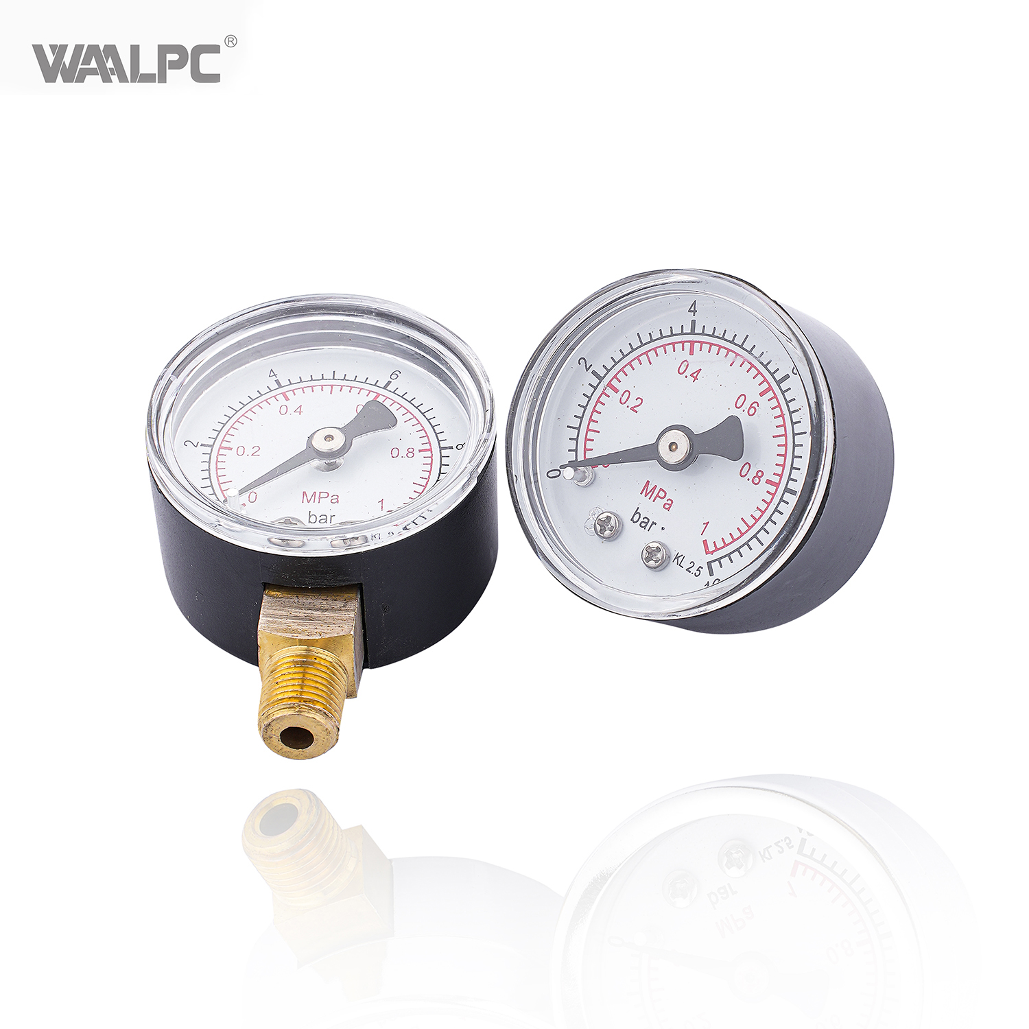 不锈钢压力表 40mm 50mm 60mm 铝合金 1/4'' 1/8'' 接口尺寸 10~16bar 底部连接 背面连接 