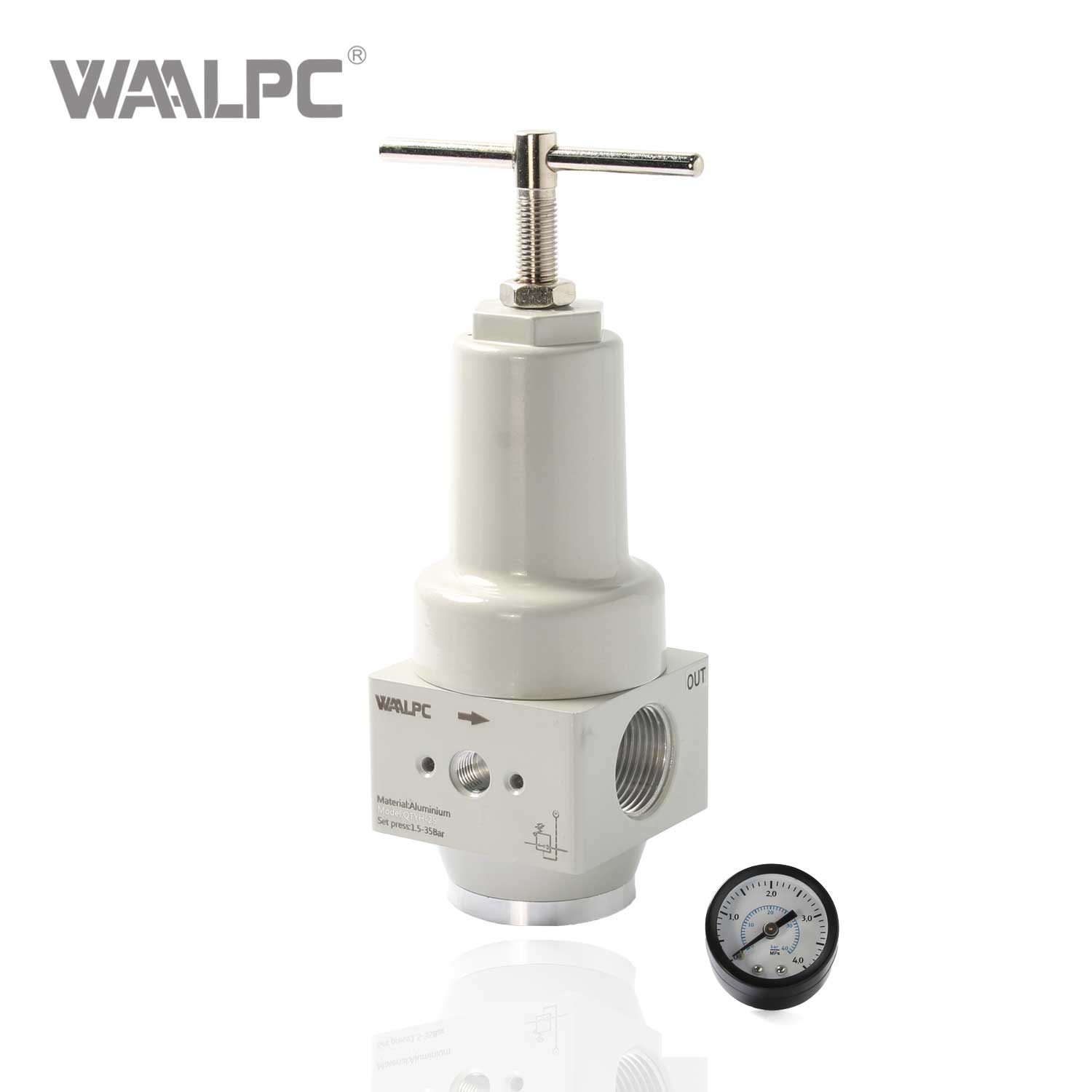 带压力表工业阀门的高压调节器，具有快速响应和低压降压铸铝系列