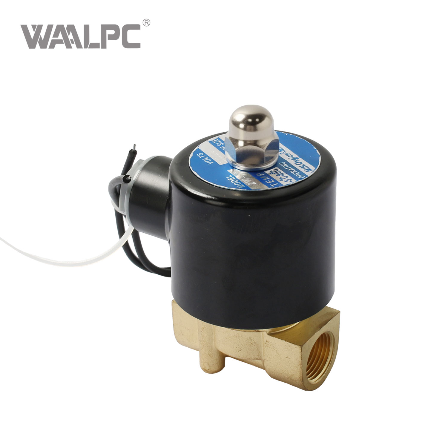 2W160-10 黄铜二通常闭 (NC) 电磁阀 - 1/2' 端口 (G1/2')，0-10 Bar 压力范围，直动式，适用于空气/水/气体，交流/直流电压选项