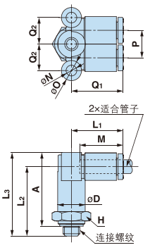外螺纹双管弯头Y-KQ2LU（密封垫）