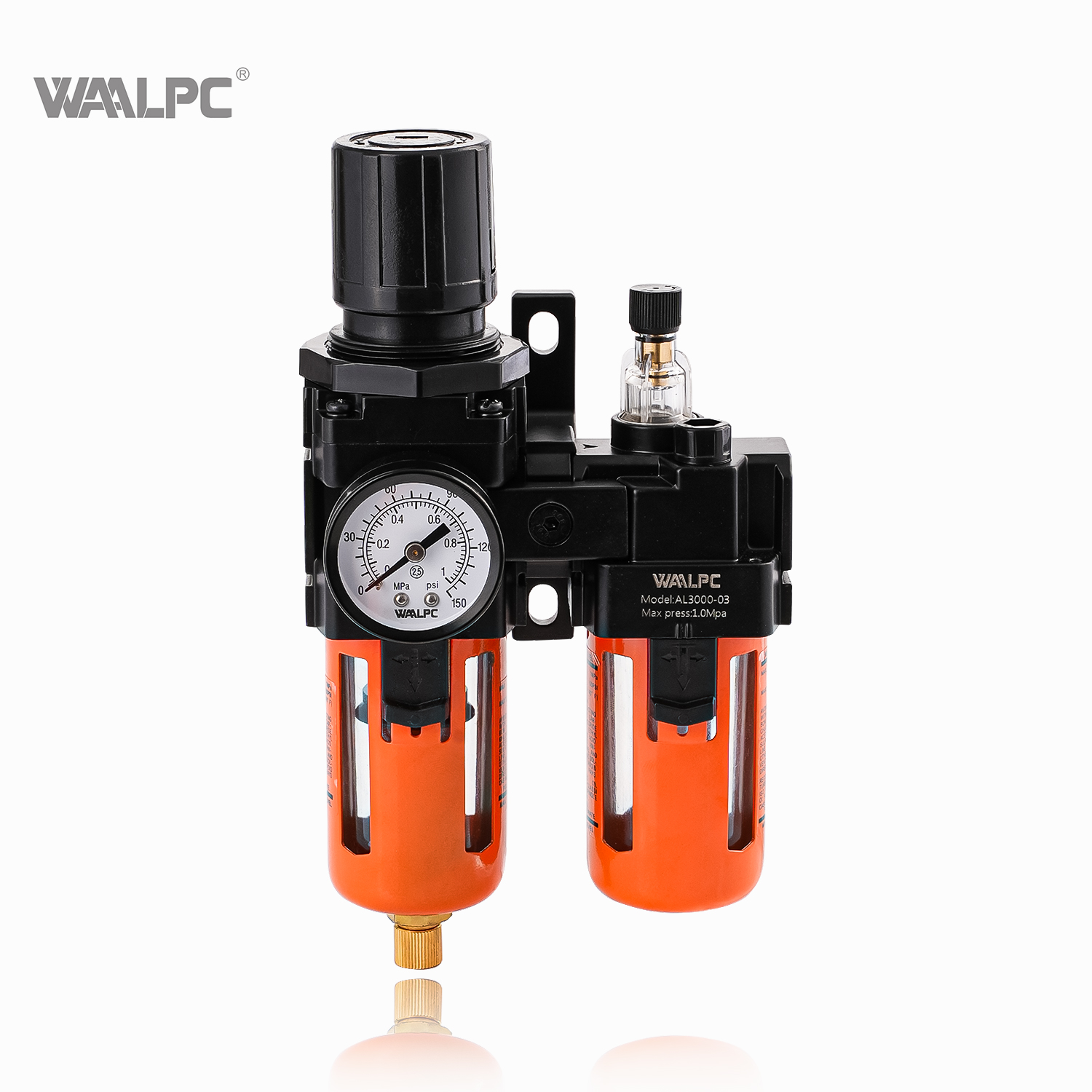 压缩空气调节器疏水过滤器润滑器减压阀油分离器用于机械设备 AC3010 橙色 SMC3/8'' 1/4'' 