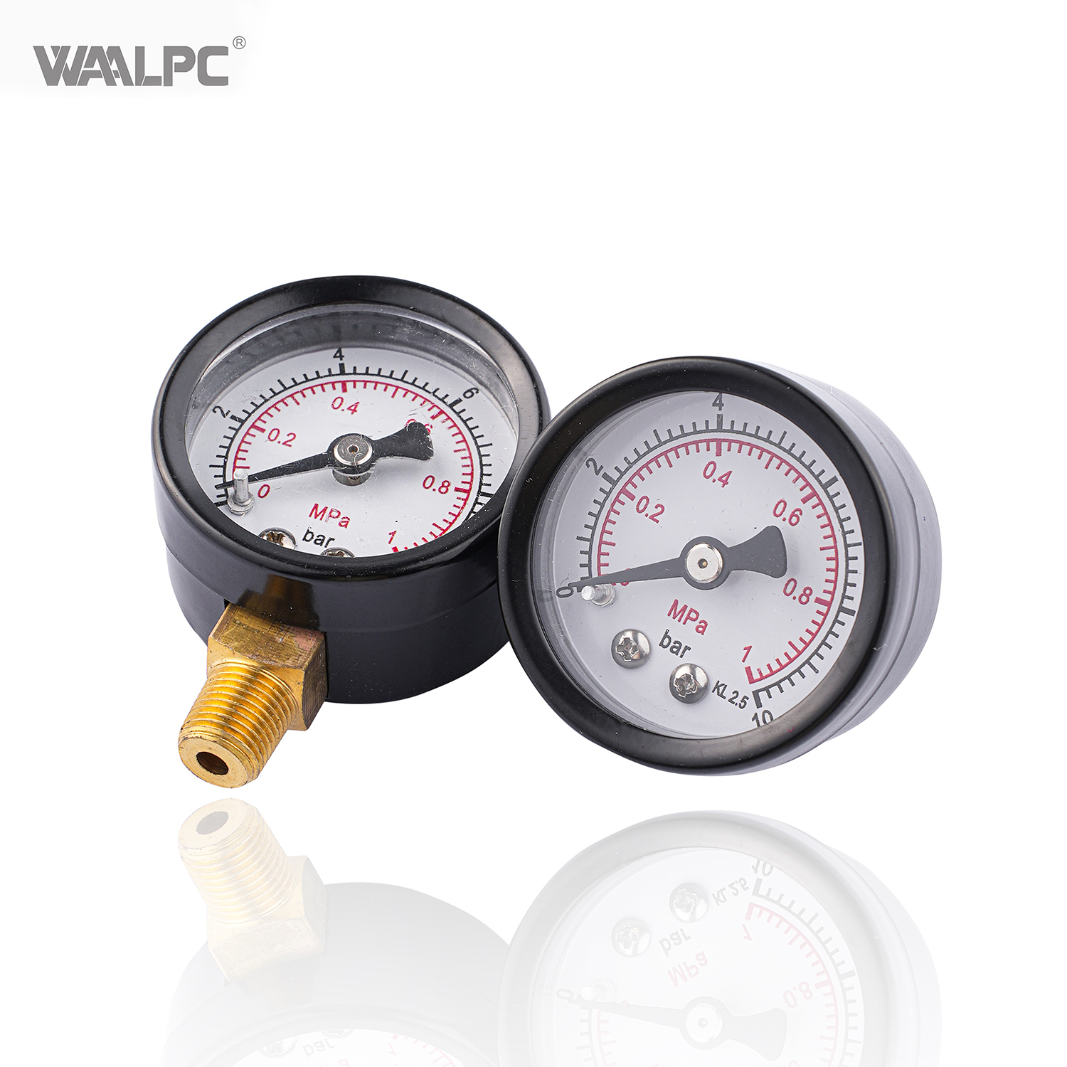 不锈钢压力表 40mm 50mm 60mm 铝合金 1/4'' 1/8'' 接口尺寸 10~16bar 底部连接 背面连接 