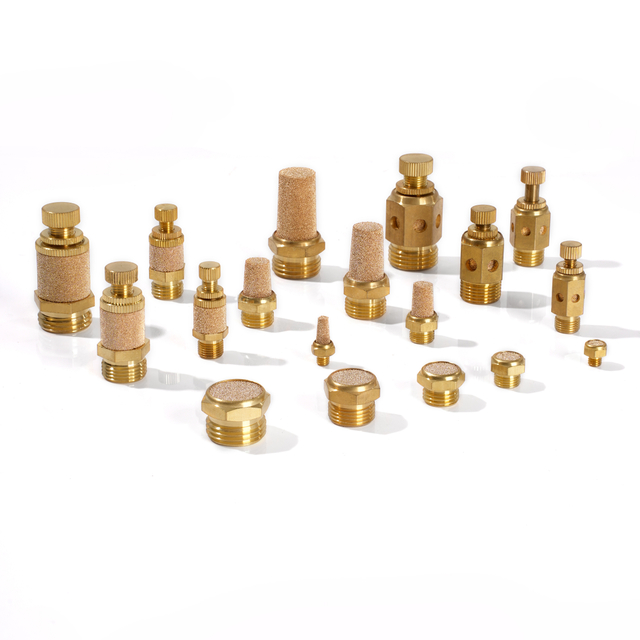 排气黄铜气动消声器消声器 1MPa PT 1/8'' 1/4'' 3/8'' 1/2'' 3/4'' 1'' 用于电磁阀