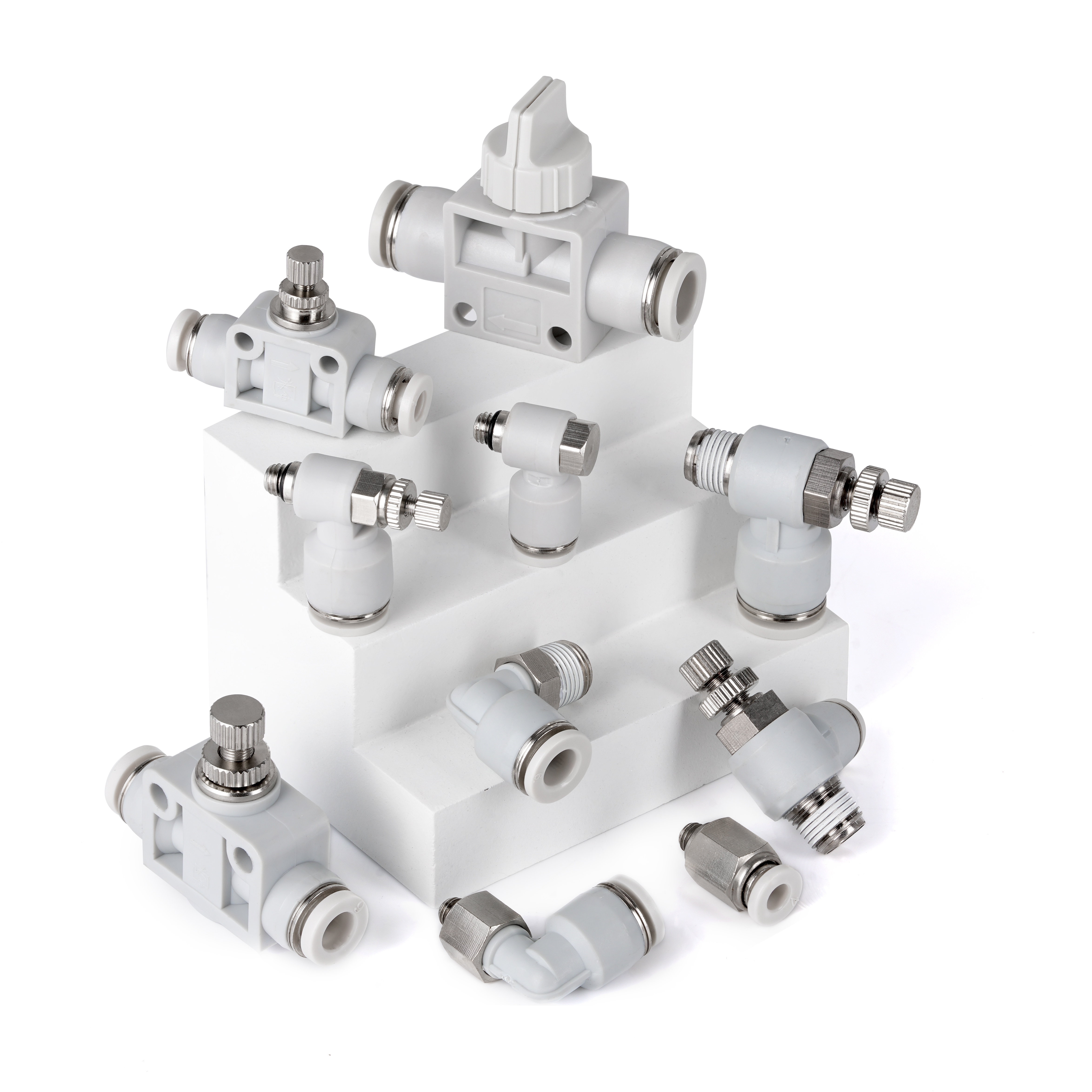 亚德客原装手动阀门接头铝铜塑料气动一触式外螺纹快速