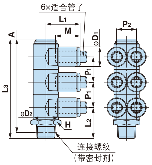 三双管万向弯头 Y-KQ2ZT（密封剂）