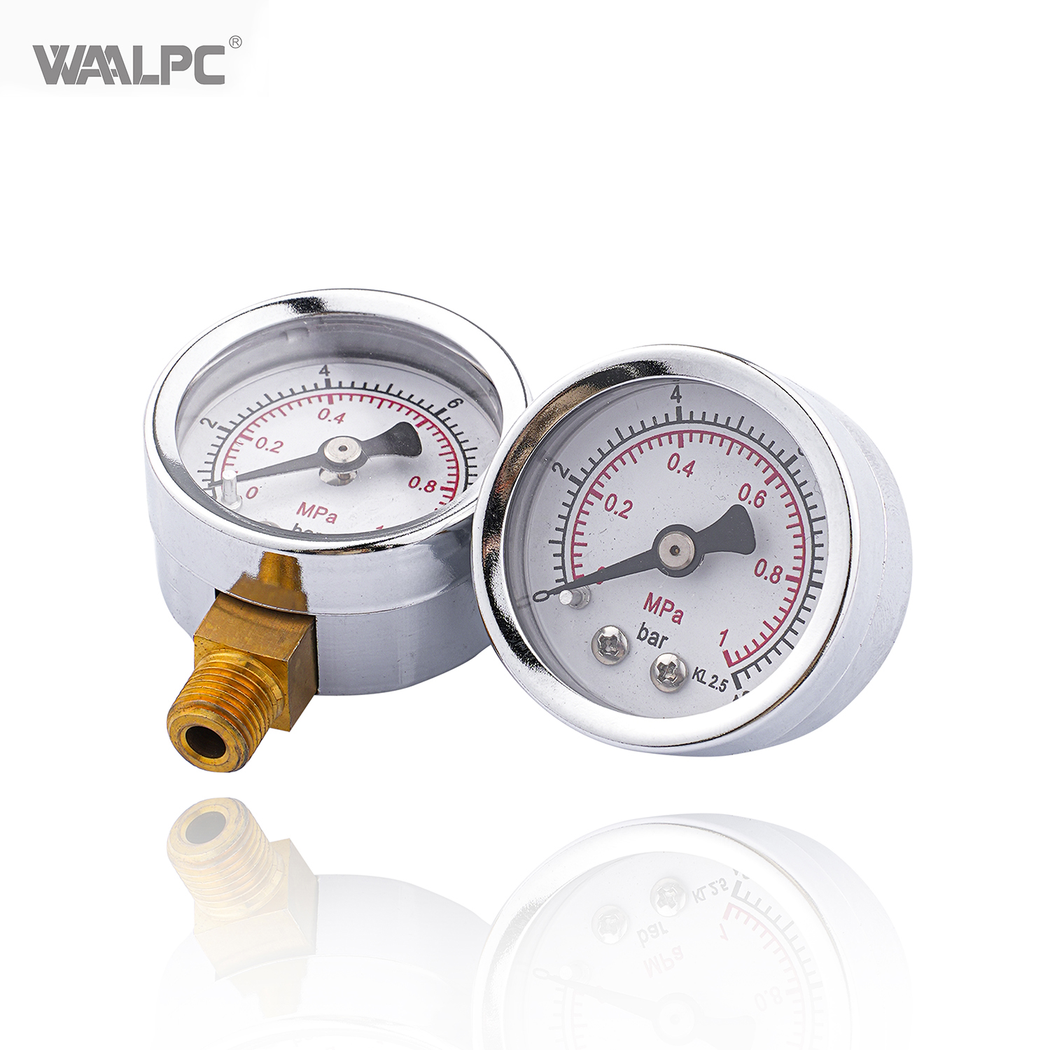 不锈钢压力表 40mm 50mm 60mm 铝合金 1/4'' 1/8'' 接口尺寸 10~16bar 底部连接 背面连接 