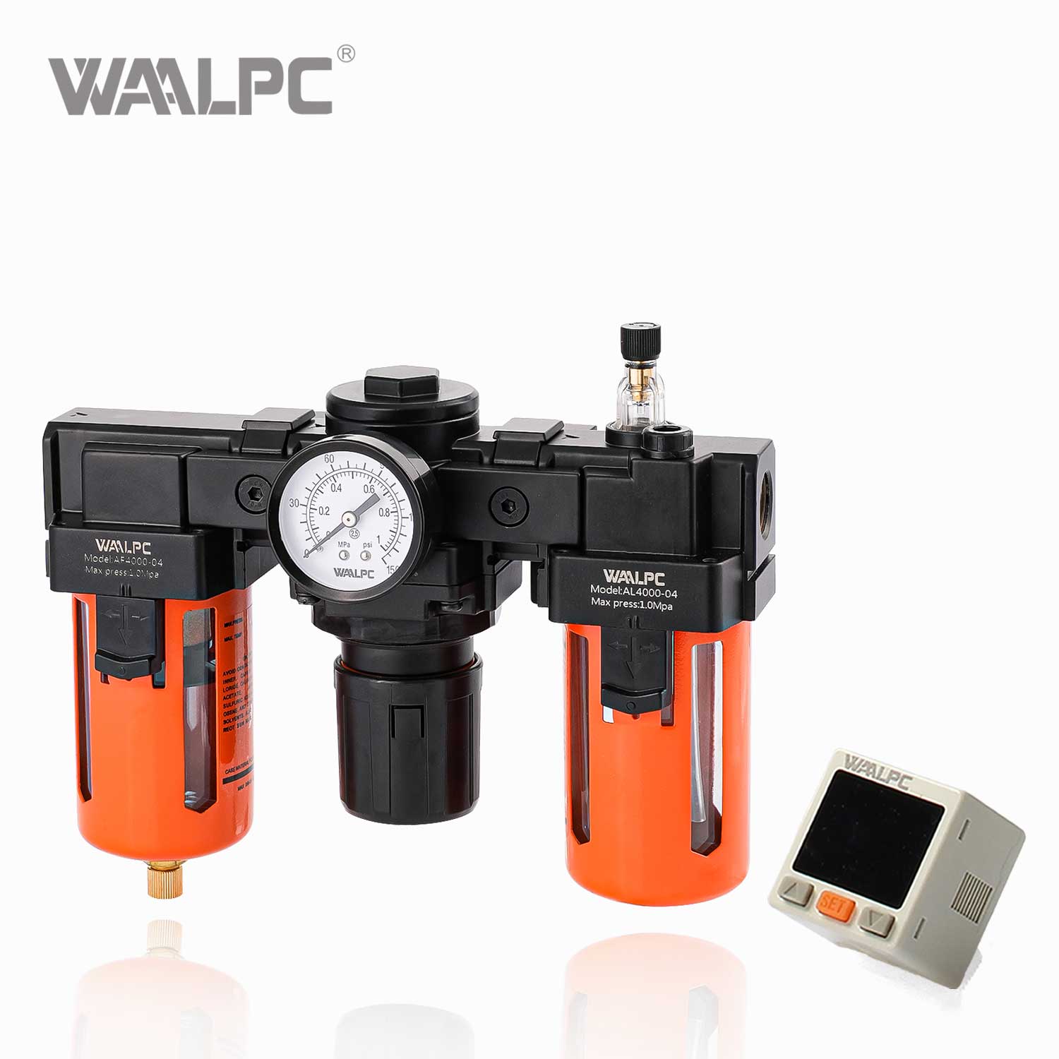 WAALPC SMC 黑白气动调节器 AR4000-06 G3/4'' 0.05-0.85MPa 带外部压力表和电子显示