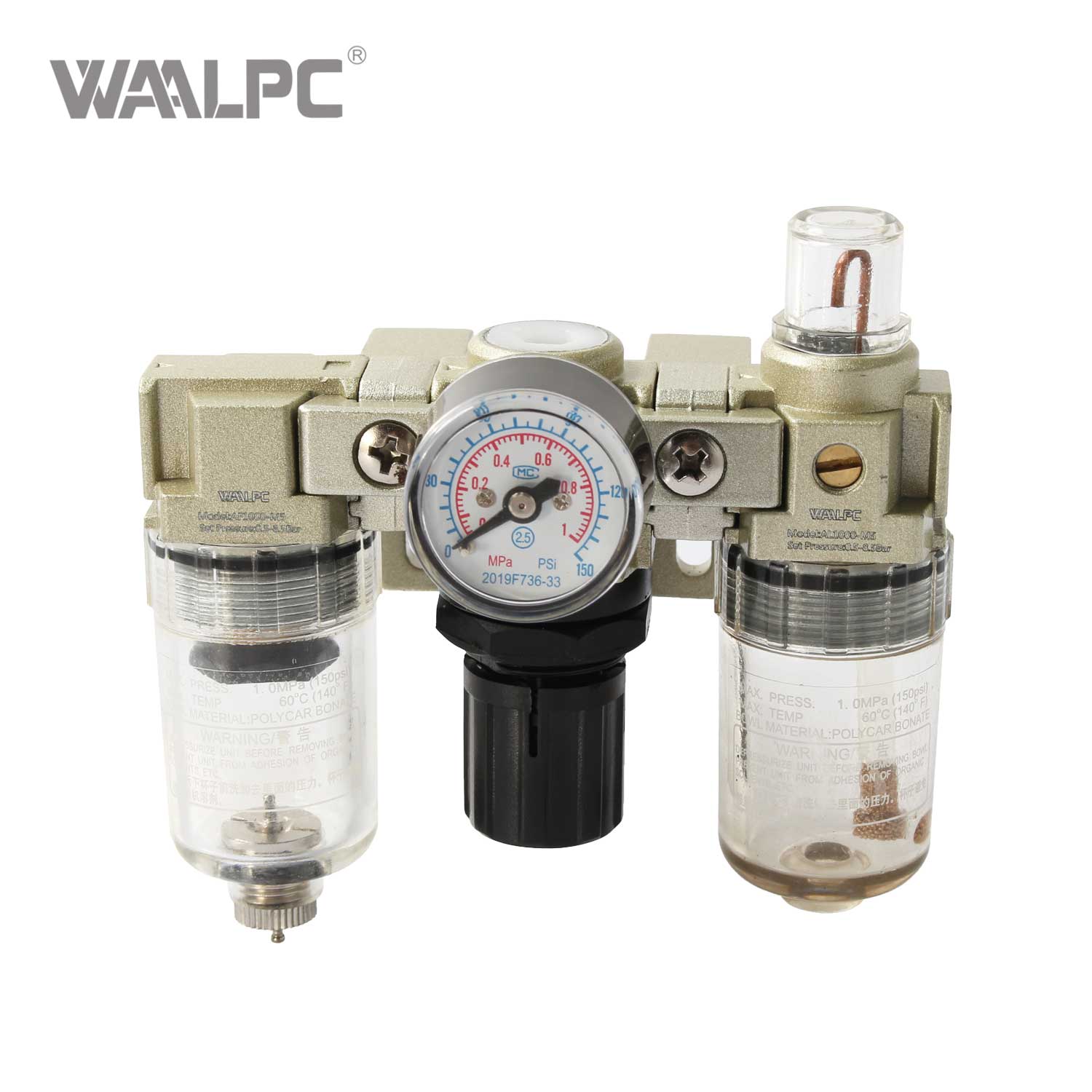 SMC MINI 系列 AC1000-M5 模块化 FRL 装置 - M5 螺纹，5μm 过滤，0.05–0.8 MPa 压力调节