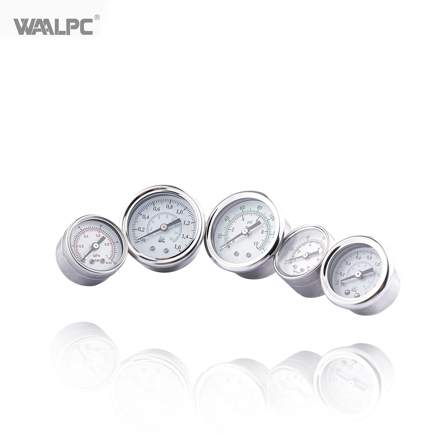 用于气动气源处理的不锈钢 40mm 50mm 60mm Psi 10~16bar 压力表