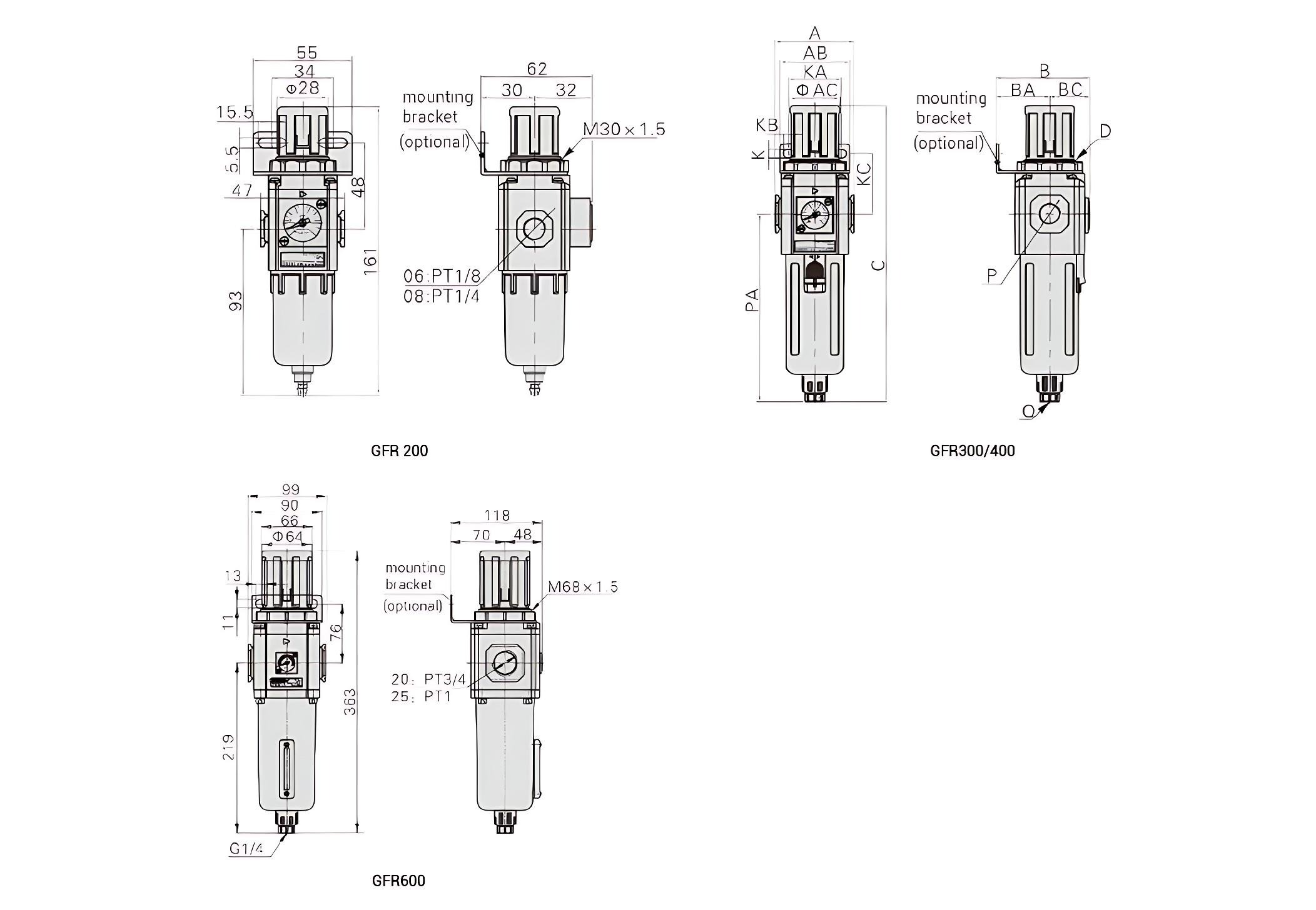 亚德客过滤减压阀