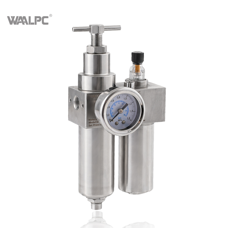 5um 4um 20Bar 1'' OEM 1.5'' NPT PT G 气源处理 316 不锈钢 SS FRL 组合，适用于防腐环境