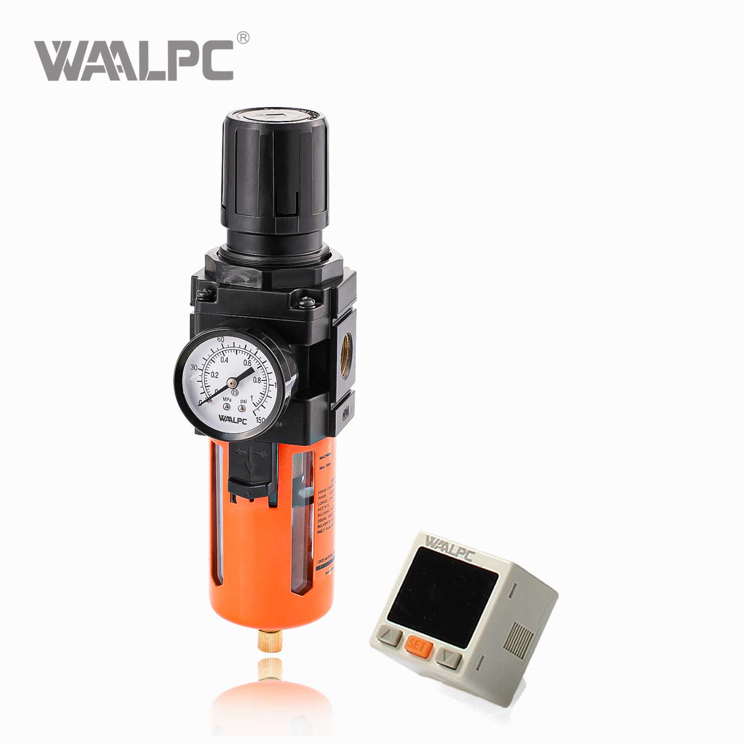 SMC黑橙色过滤调节润滑器（FRL单元）AC3010-03 G3/8'' 0.05-0.85MPa 用于气动空气处理系统
