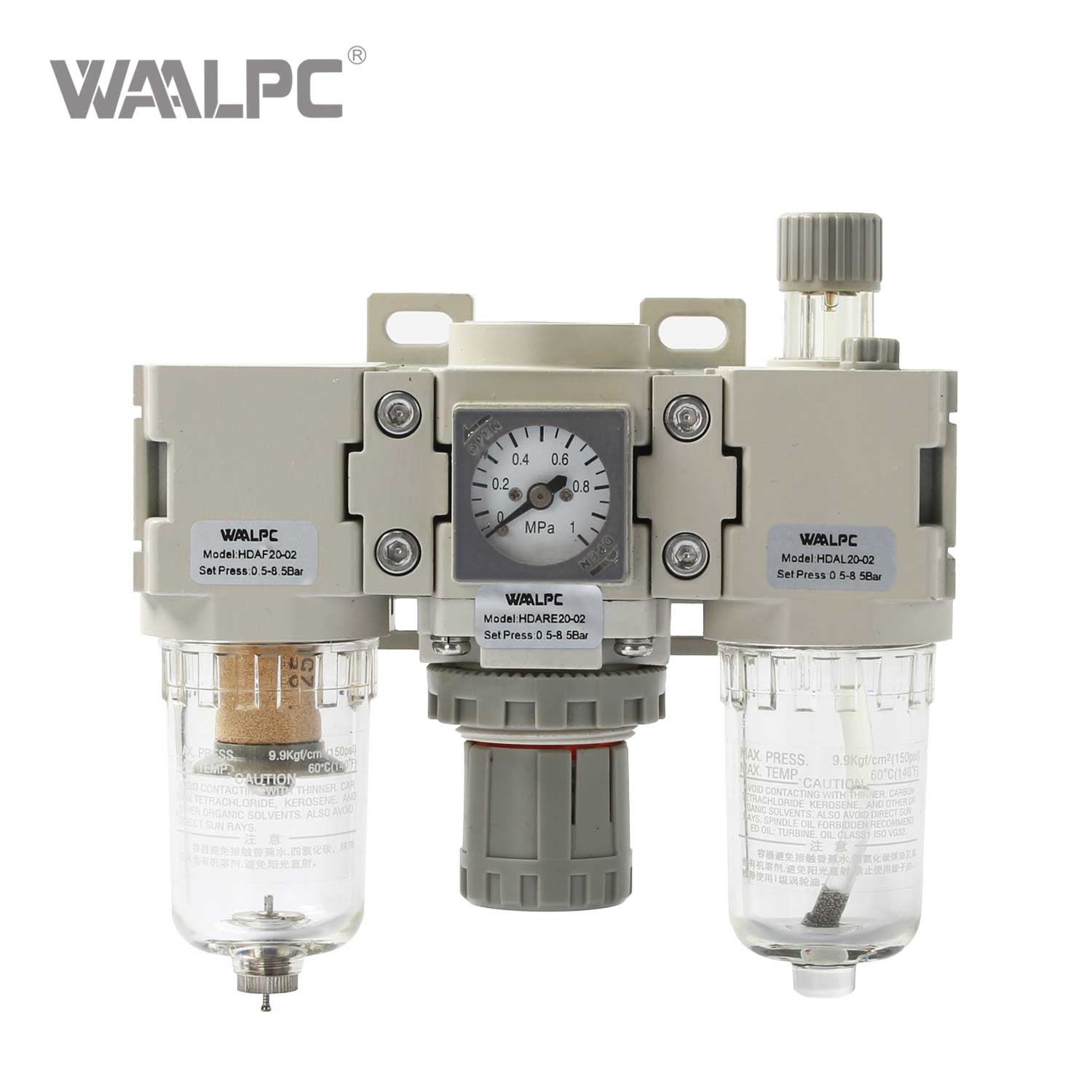 高精度FRL单元 HDAC系列 5μm 25μm 40μm 过滤精度±1% 压力稳定性和油雾润滑0.05~0.85MPa