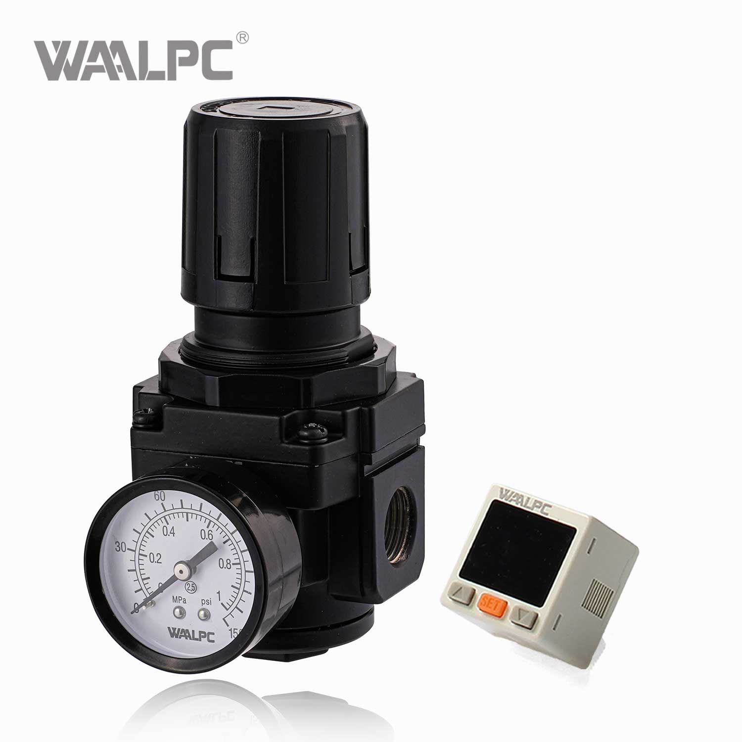 WAALPC SMC 黑白气动调节器 AR4000-06 G3/4'' 0.05-0.85MPa 带外部压力表和电子显示