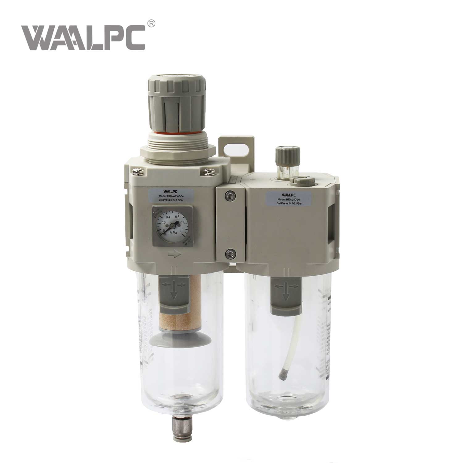 紧凑型过滤减压阀组合 HDAC 系列 G1/4'' 0.05~0.85MPa 二合一 节省空间 5um 25um 空气制备，适用于狭小安装