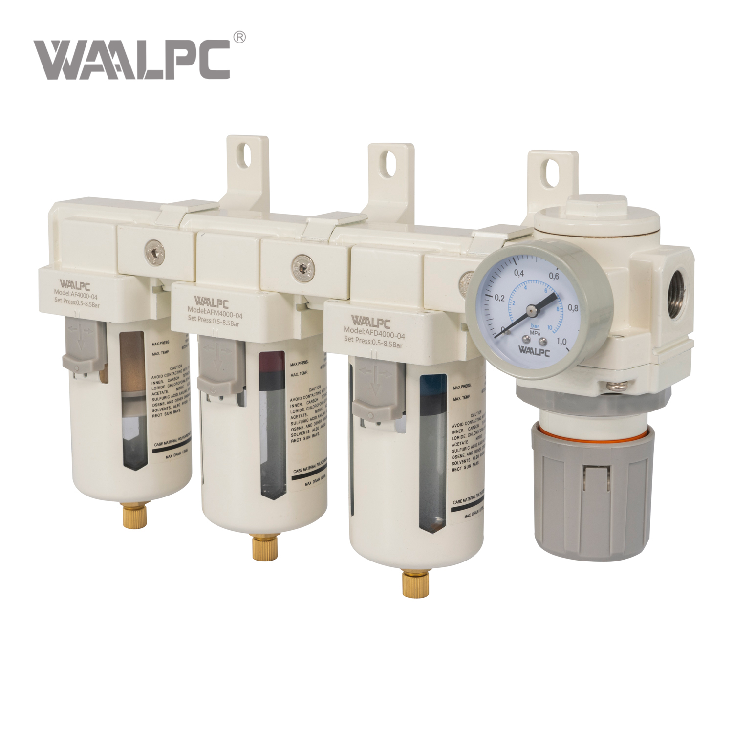 强大的过滤气动空气制备 AFFFR 装置 - 4 合 1 空气过滤调节器组合，带压力表，适用于压缩空气系统自动化机械