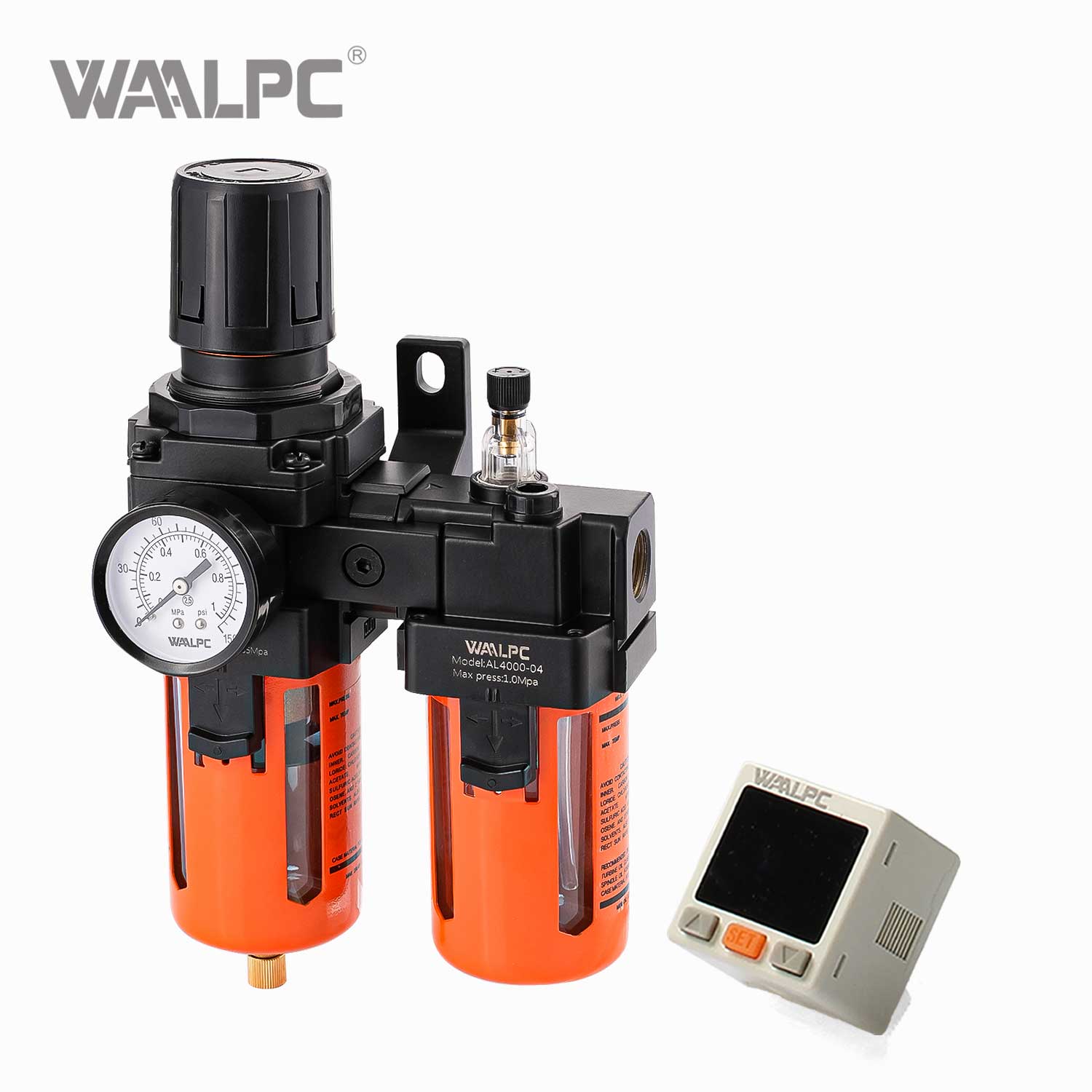 WAALPC SMC 黑白气动调节器 AR4000-06 G3/4'' 0.05-0.85MPa 带外部压力表和电子显示