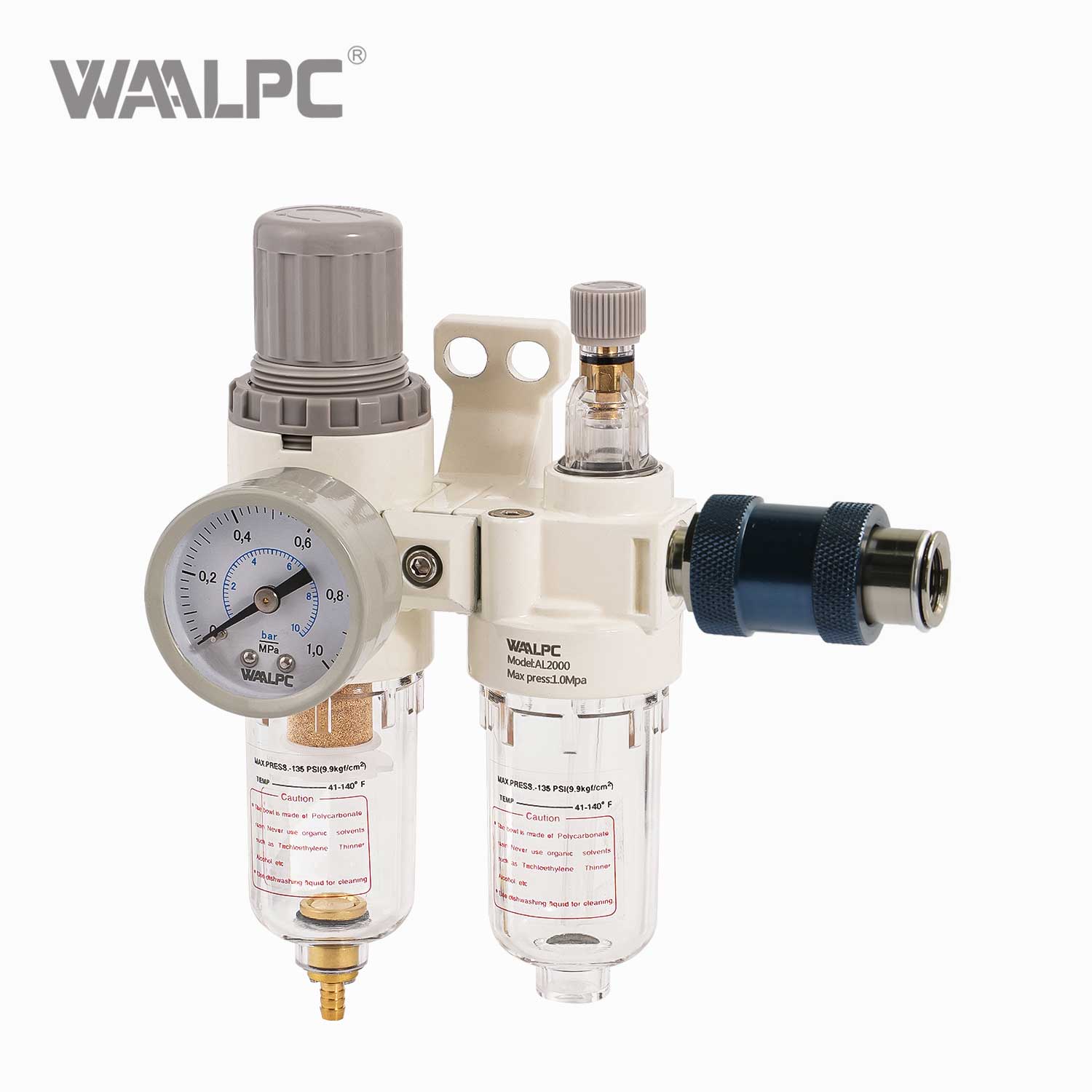 亚德客过滤调压油雾器组合装置（FRL装置） AC2000 5μm 过滤 带手动滑阀 0.05~0.85MPa 适用于气动系统 