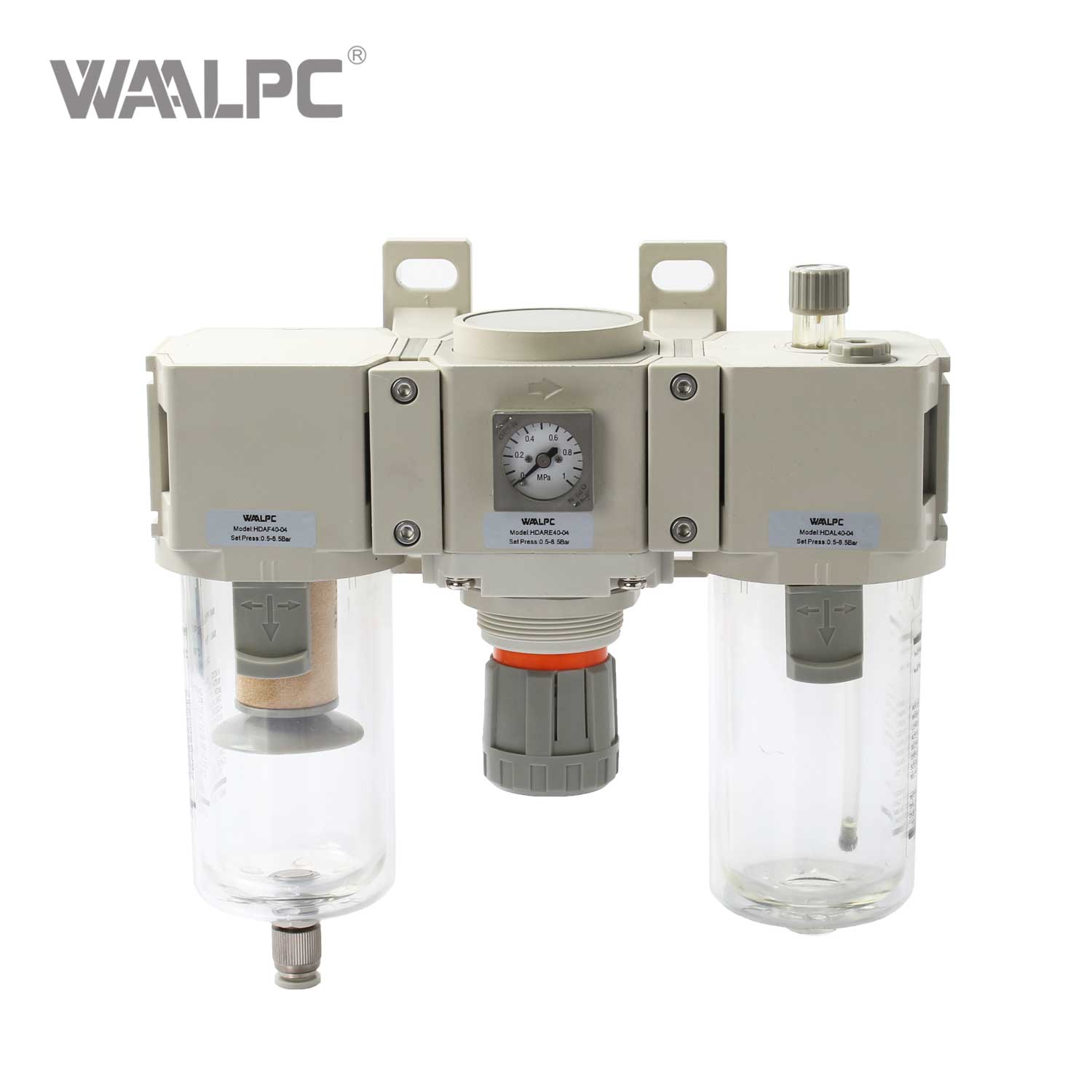 高精度FRL单元 HDAC系列 1/2'' 5μm 25μm 40μm 过滤精度 ±1% 压力稳定性及油雾润滑 0.05~0.85MPa