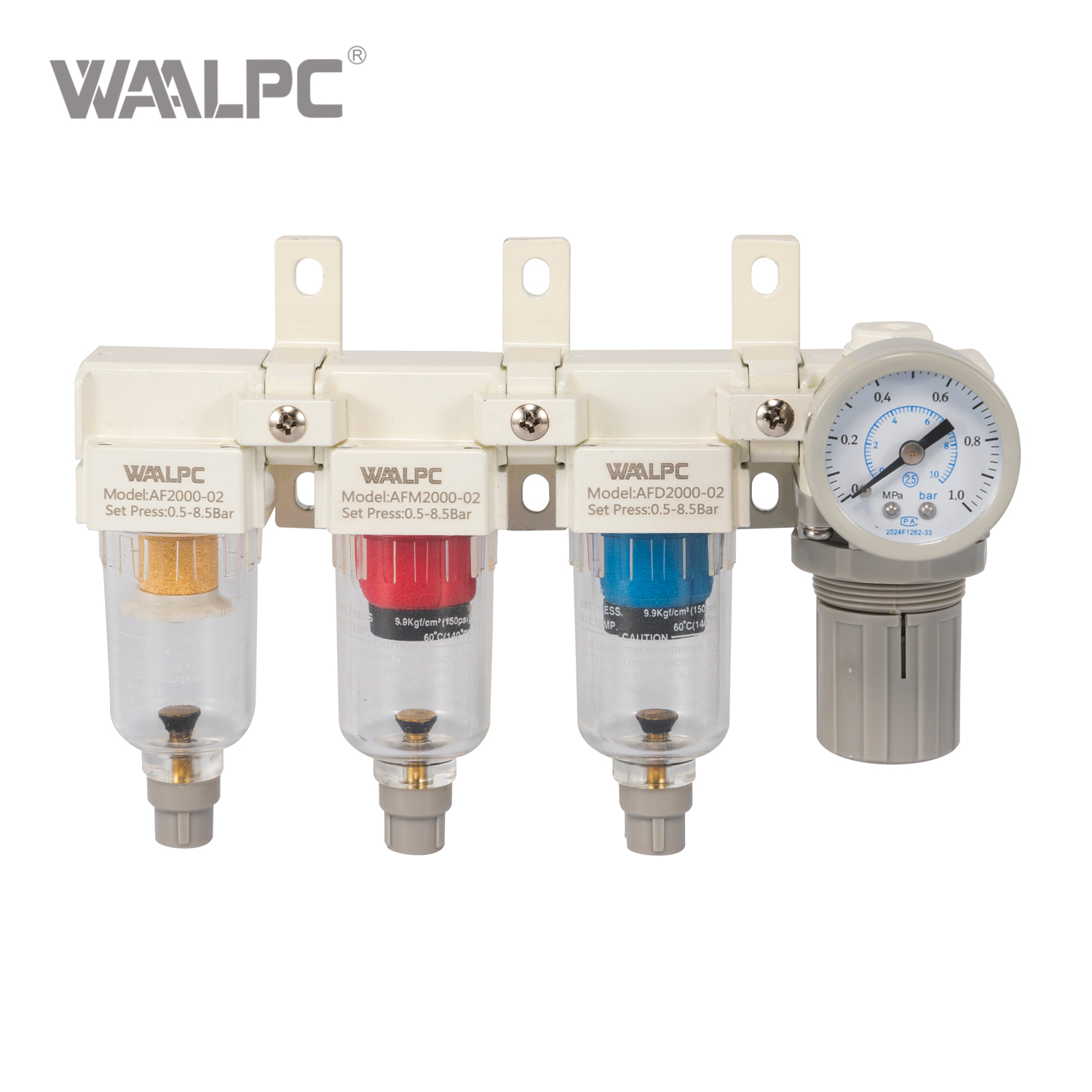 强大的过滤气动空气制备 AFFFR 装置 - 4 合 1 空气过滤调节器组合，带压力表，适用于压缩空气系统自动化机械