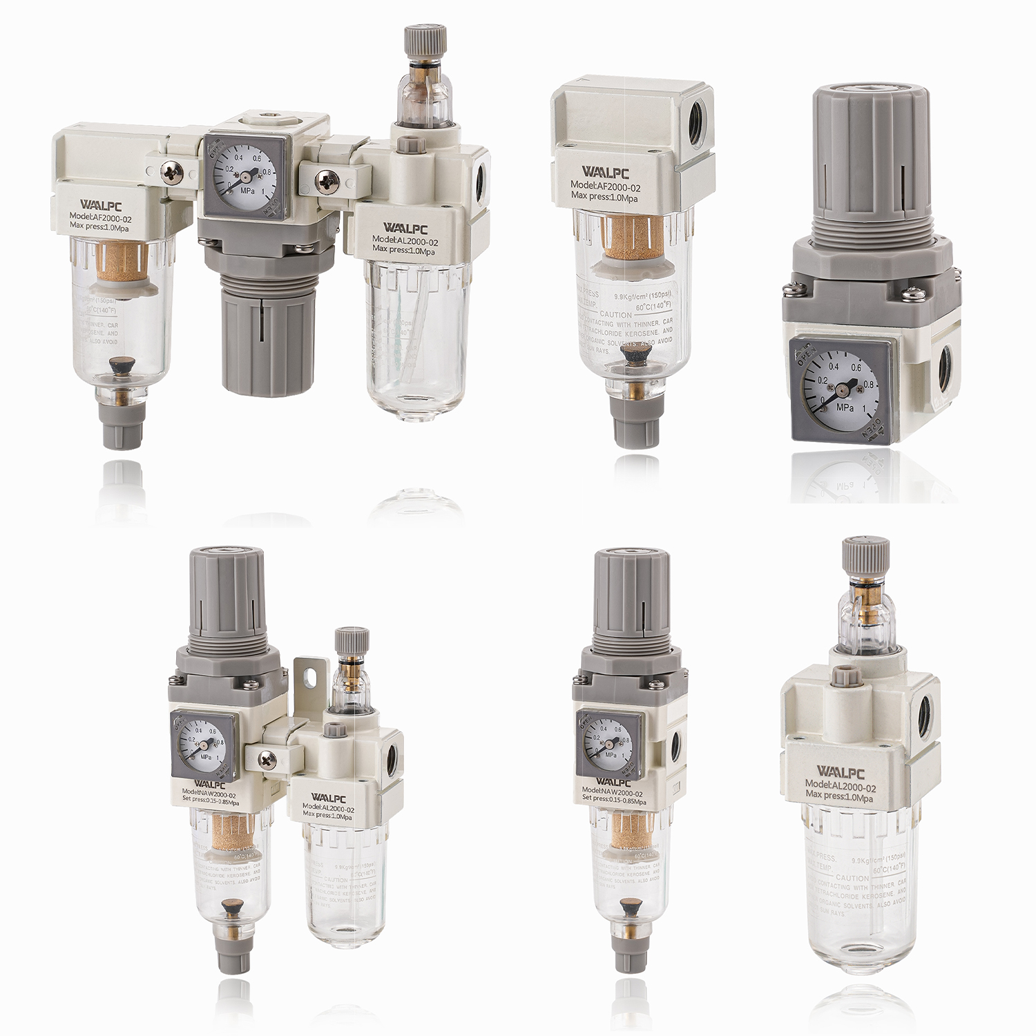 SMC 气压调节阀内置压力表调节器，适用于气动工具压缩机 1/4''，符合 RoHS 标准