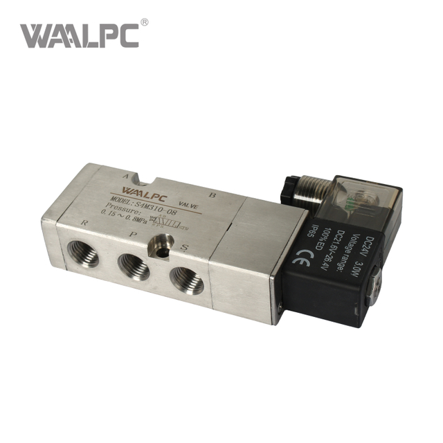 亚德客4M310-08型不锈钢电磁阀，5/2路单线圈，0.15-0.8MPa，适用于高温蒸汽/腐蚀性介质