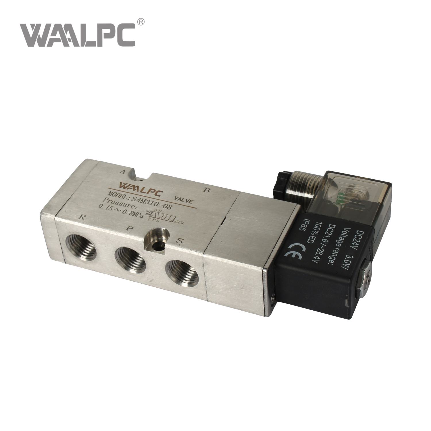 亚德客4M310-08型不锈钢电磁阀，5/2路单线圈，0.15-0.8MPa，适用于高温蒸汽/腐蚀性介质